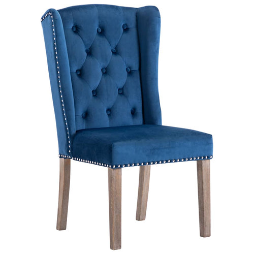 Blue velvet dining chair