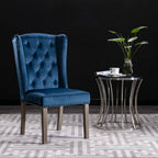 Silla de comedor de terciopelo azul