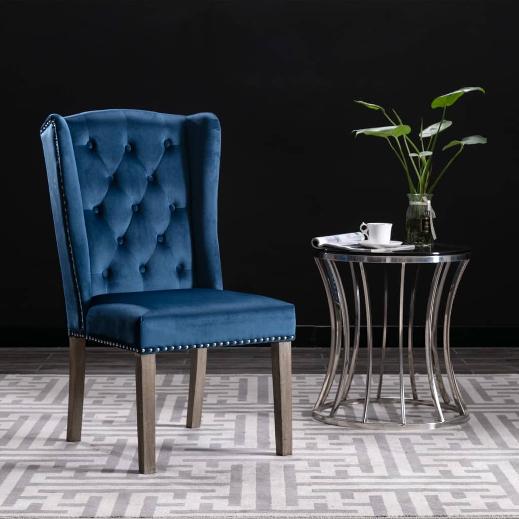 Silla de comedor de terciopelo azul