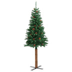 Árbol de Navidad delgado madera auténtica y piñas PVC 150 cm