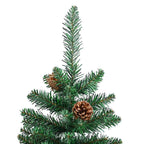 Árbol de Navidad delgado madera auténtica y piñas PVC 150 cm