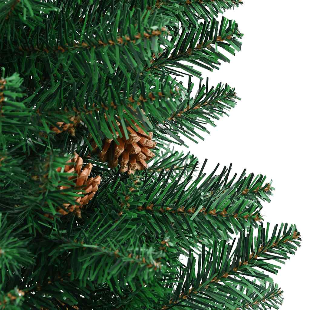 Árbol de Navidad delgado madera auténtica y piñas PVC 150 cm