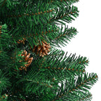 Árbol de Navidad delgado madera auténtica y piñas PVC 150 cm