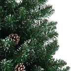 Árbol de Navidad estrecho con madera real y nieve 180 cm verde