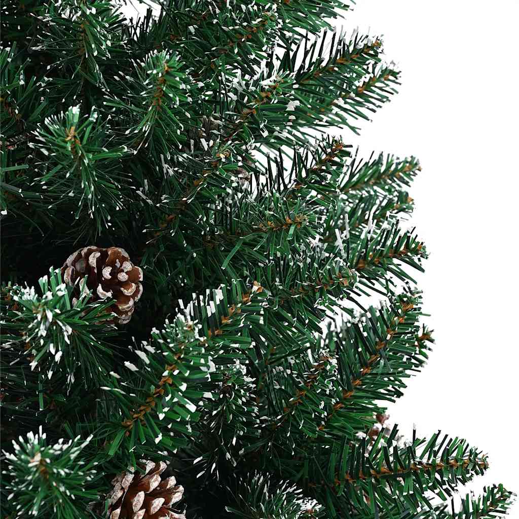 Árbol de Navidad estrecho con madera real y nieve 180 cm verde