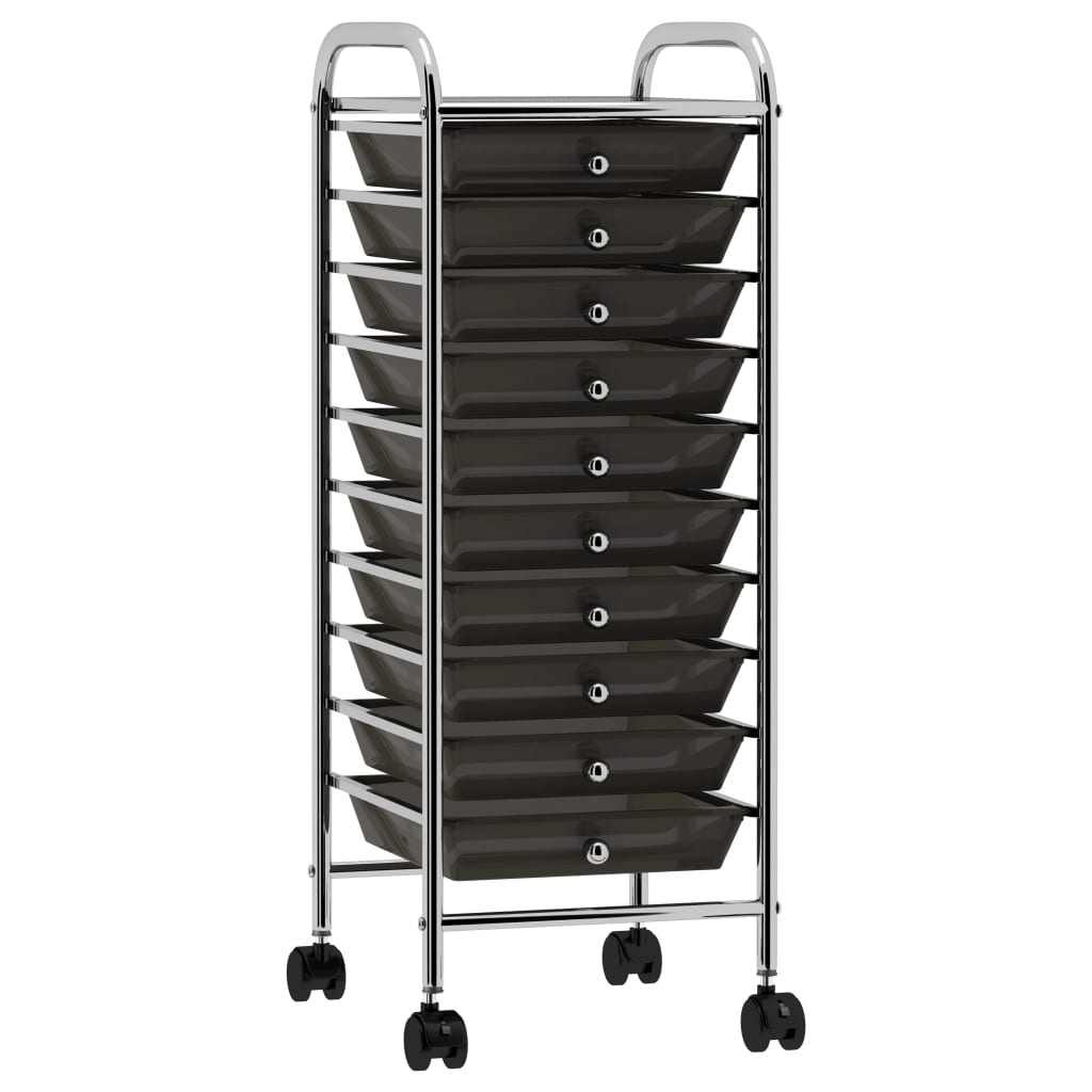 10-drawer white plastic portable storage cart