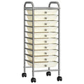 Carrito de almacenaje portátil 10 cajones plástico blanco