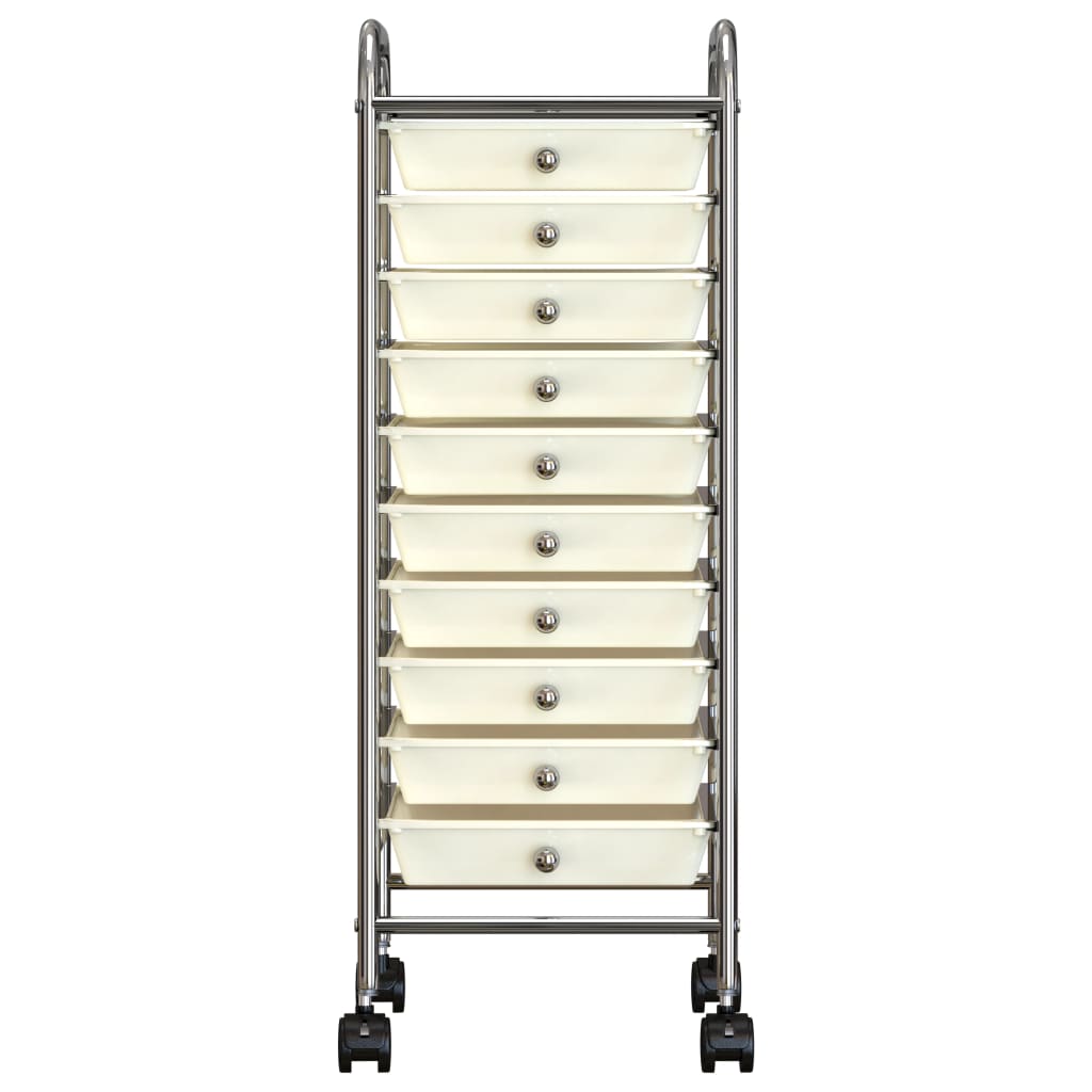 Carrito de almacenaje portátil 10 cajones plástico blanco