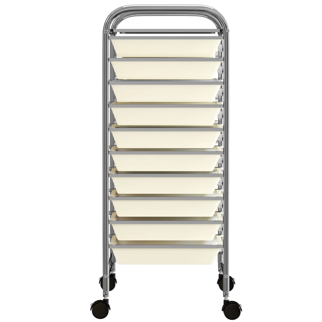 Carrito de almacenaje portátil 10 cajones plástico blanco