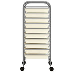 Carrito de almacenaje portátil 10 cajones plástico blanco