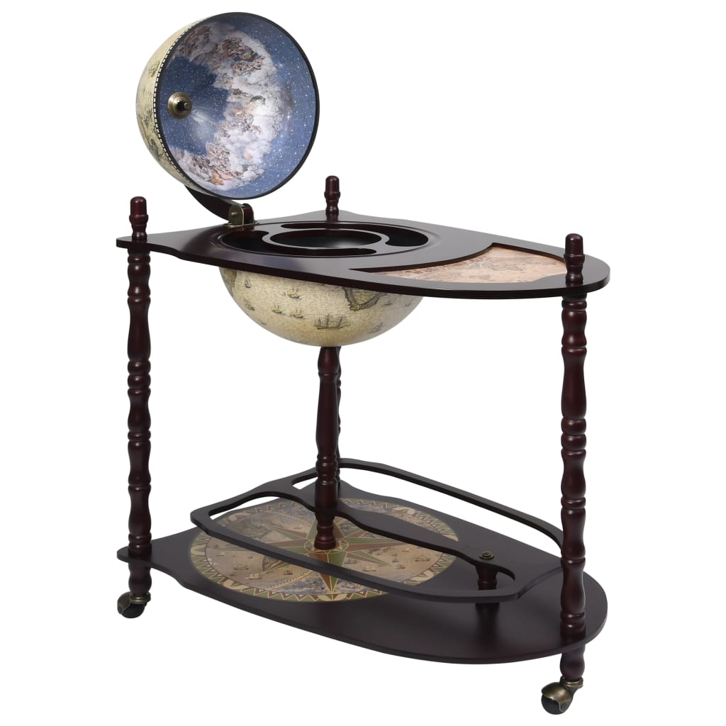 Mueble bar de pie bola del mundo madera de eucalipto
