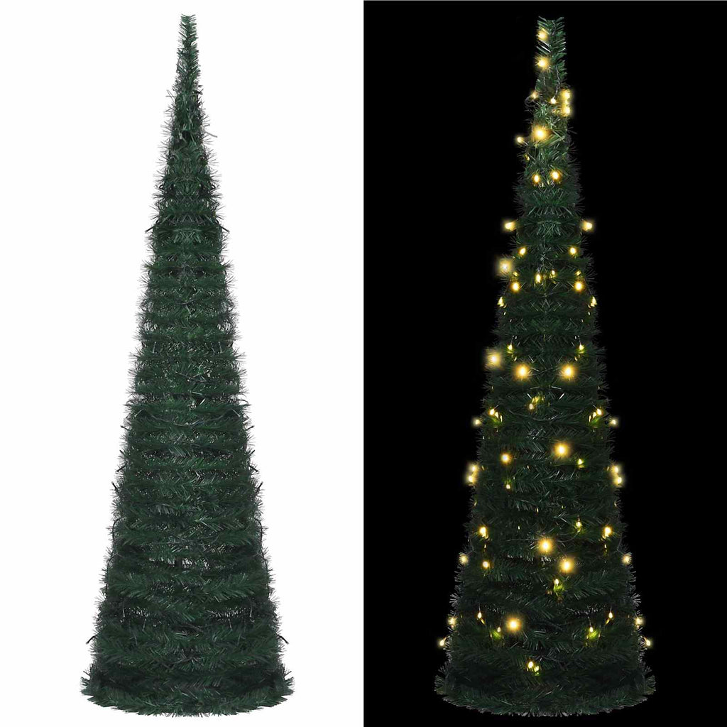 Árbol de Navidad with LED String Lights Verde 150 x 150 cm PVC