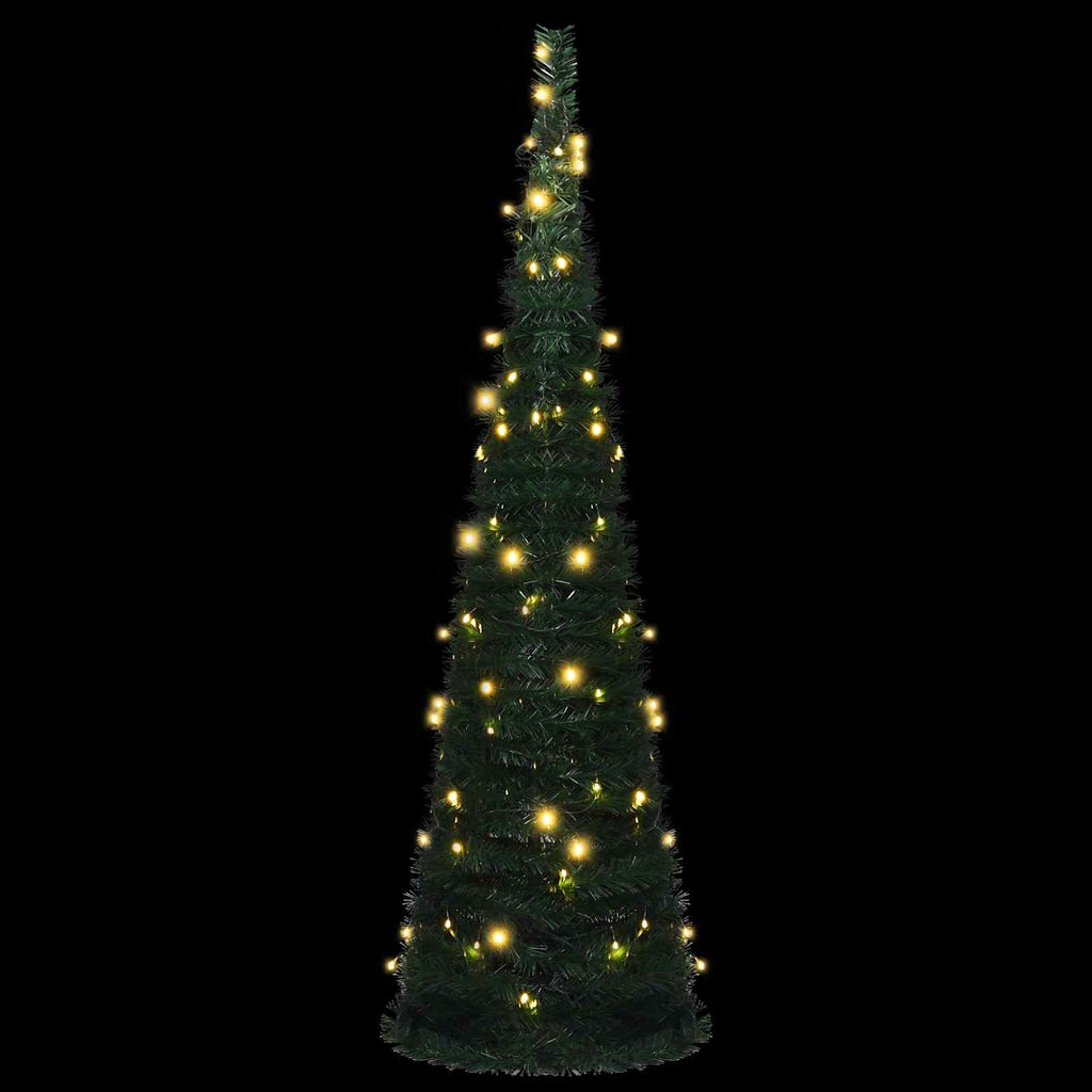 Árbol de Navidad with LED String Lights Verde 150 x 150 cm PVC
