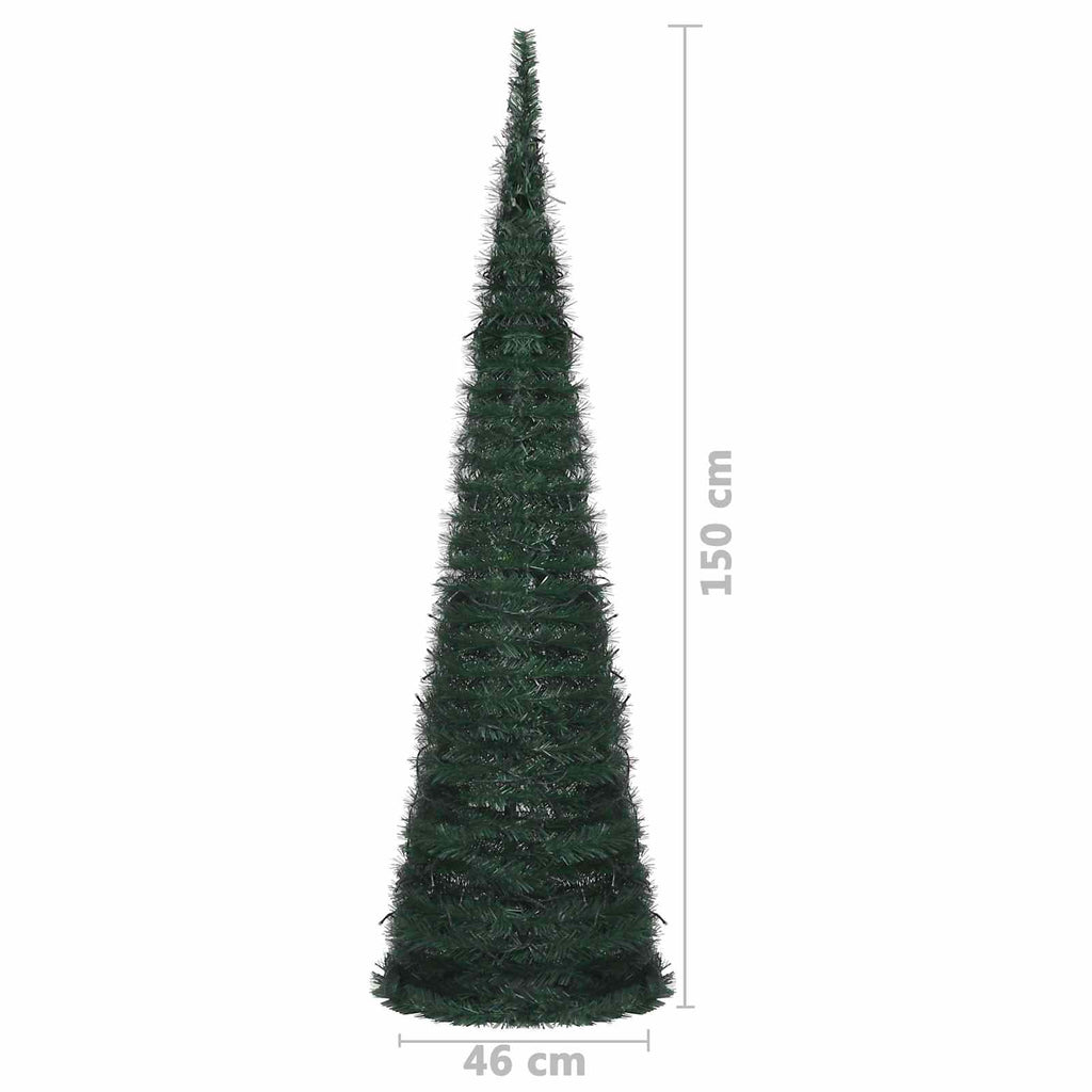Árbol de Navidad with LED String Lights Verde 150 x 150 cm PVC