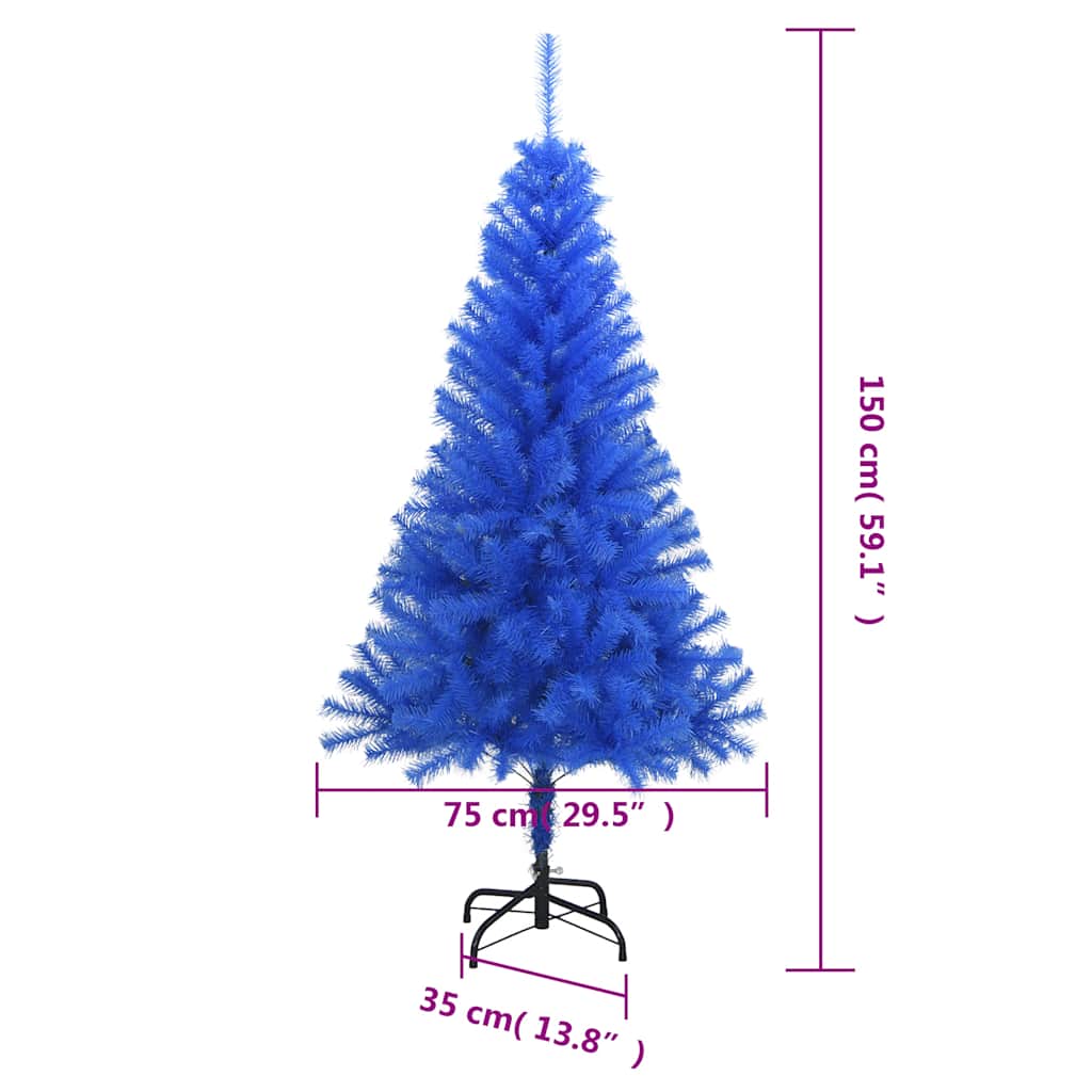 Árbol de Navidad artificial con soporte PVC azul 150 cm