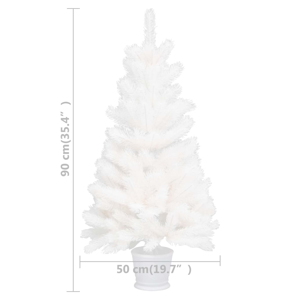 Árbol artificial de Navidad con hojas realistas blanco 90 cm