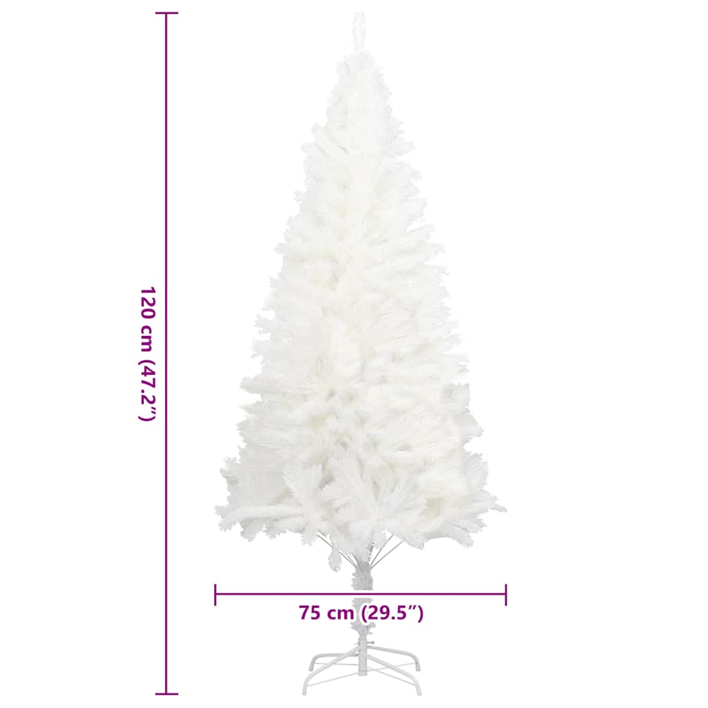 Árbol artificial de Navidad con hojas realistas blanco 120 cm
