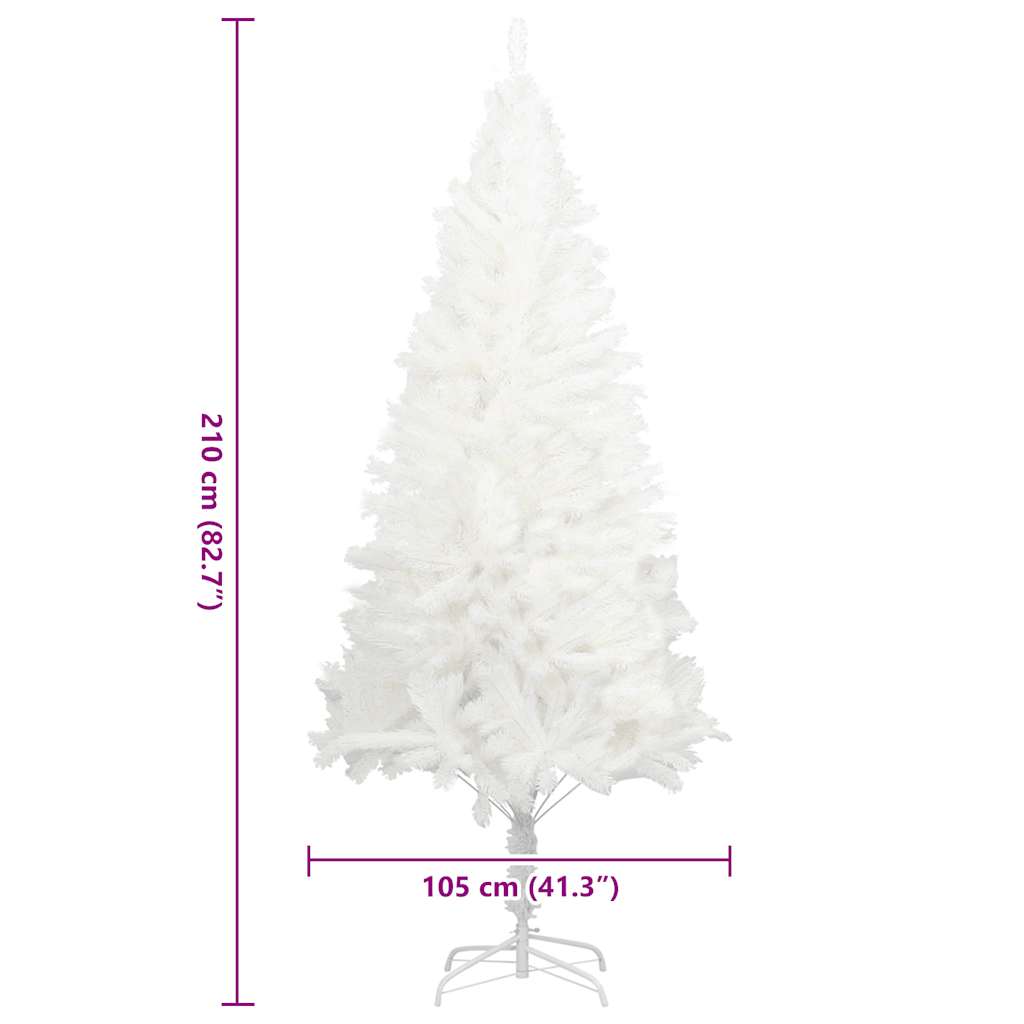 Árbol artificial de Navidad con hojas realistas blanco 210 cm
