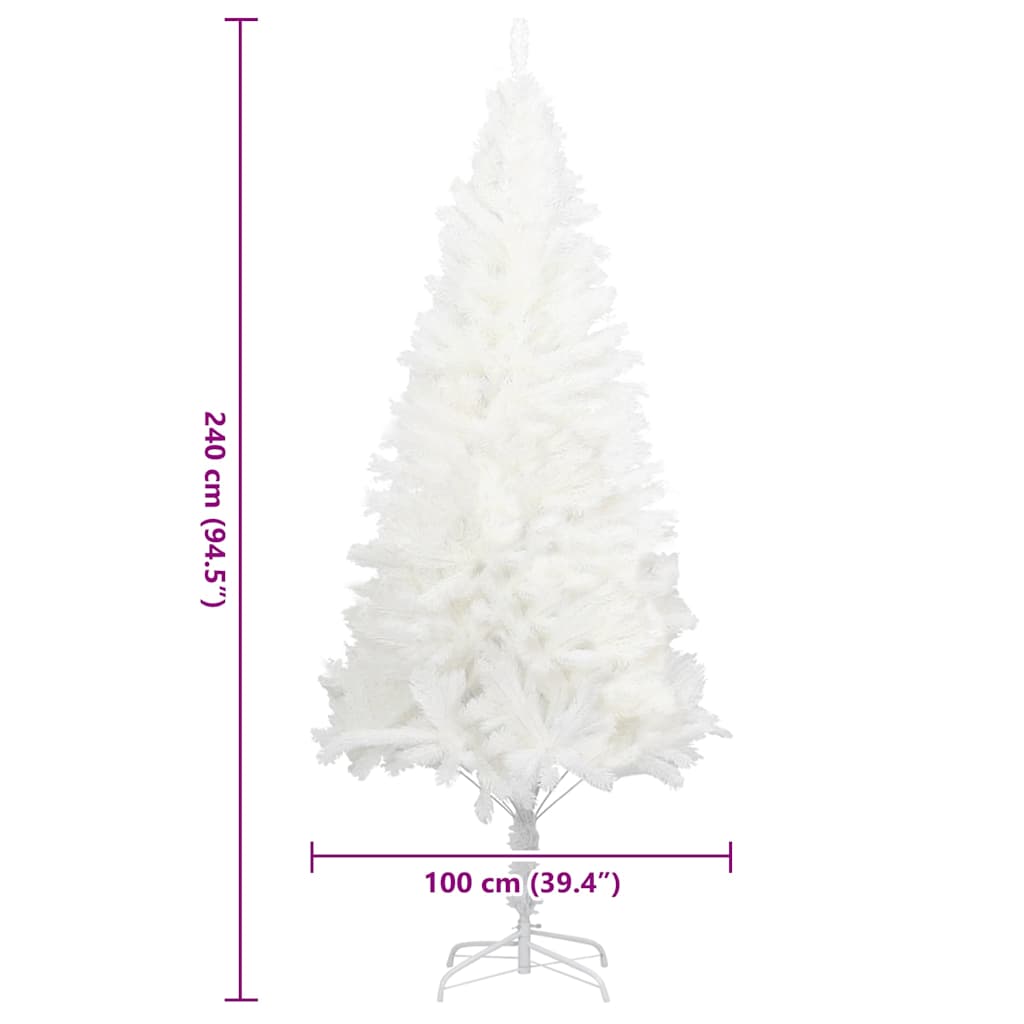 Árbol artificial de Navidad con hojas realistas blanco 240 cm