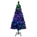 Árbol de Navidad artificial y soporte fibra óptica verde 150 cm