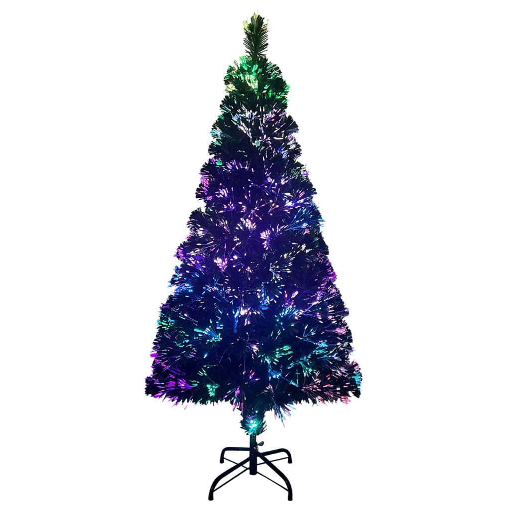 Árbol de Navidad artificial y soporte fibra óptica verde 150 cm