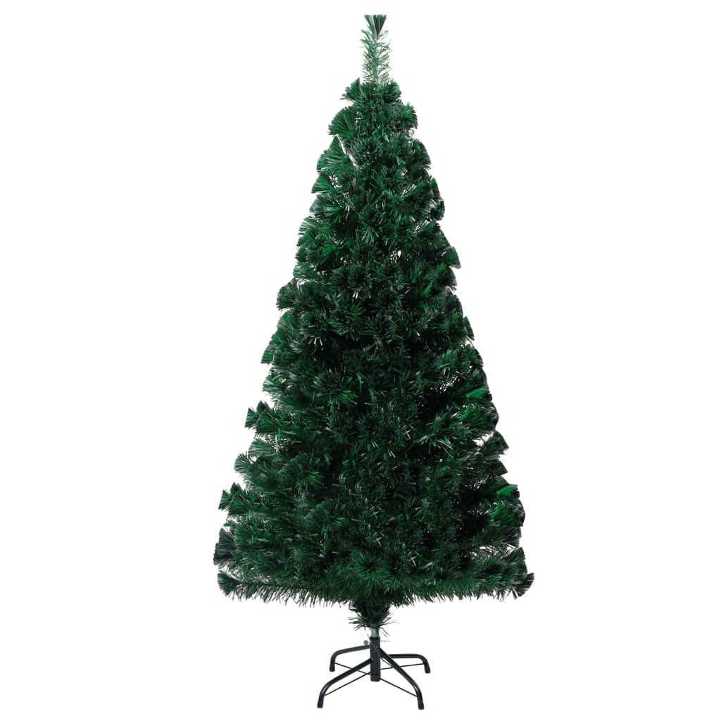Árbol de Navidad artificial y soporte fibra óptica verde 150 cm