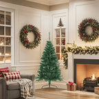 Medio árbol de Navidad artificial con soporte PVC verde 150 cm