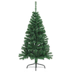 Medio árbol de Navidad artificial con soporte PVC verde 150 cm