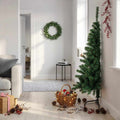 Medio árbol de Navidad artificial con soporte PVC verde 150 cm