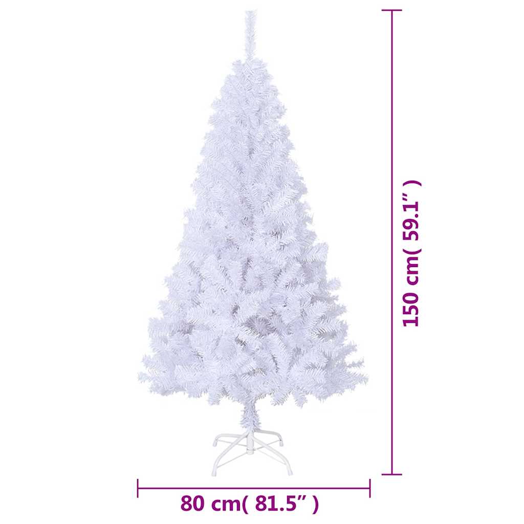 Árbol de Navidad artificial con ramas gruesas PVC blanco 150 cm