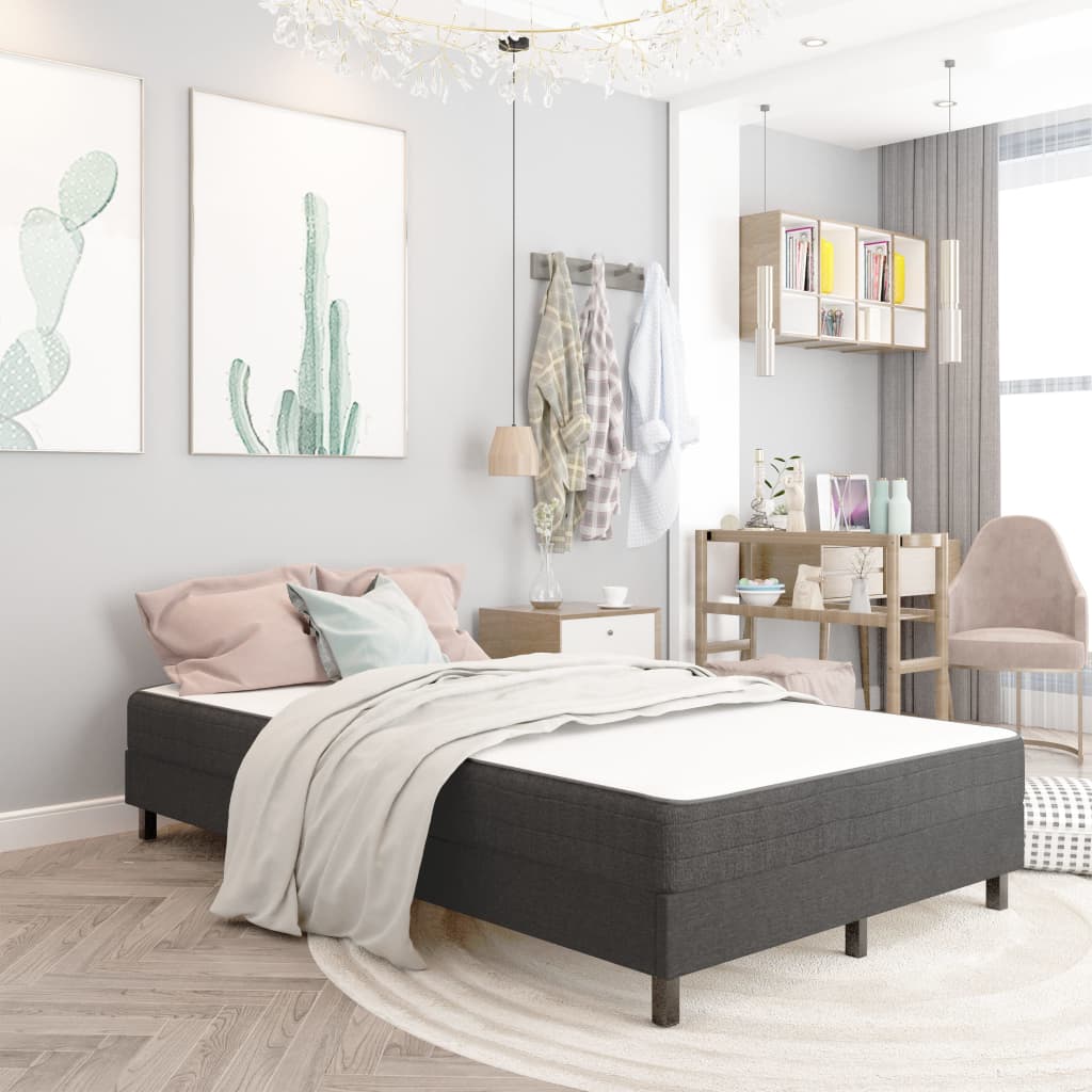 Cama box spring tecido cinzento escuro 100x200 cm