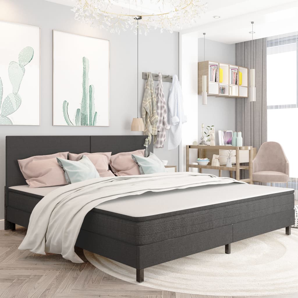 Cama box spring tecido cinzento escuro 100x200 cm
