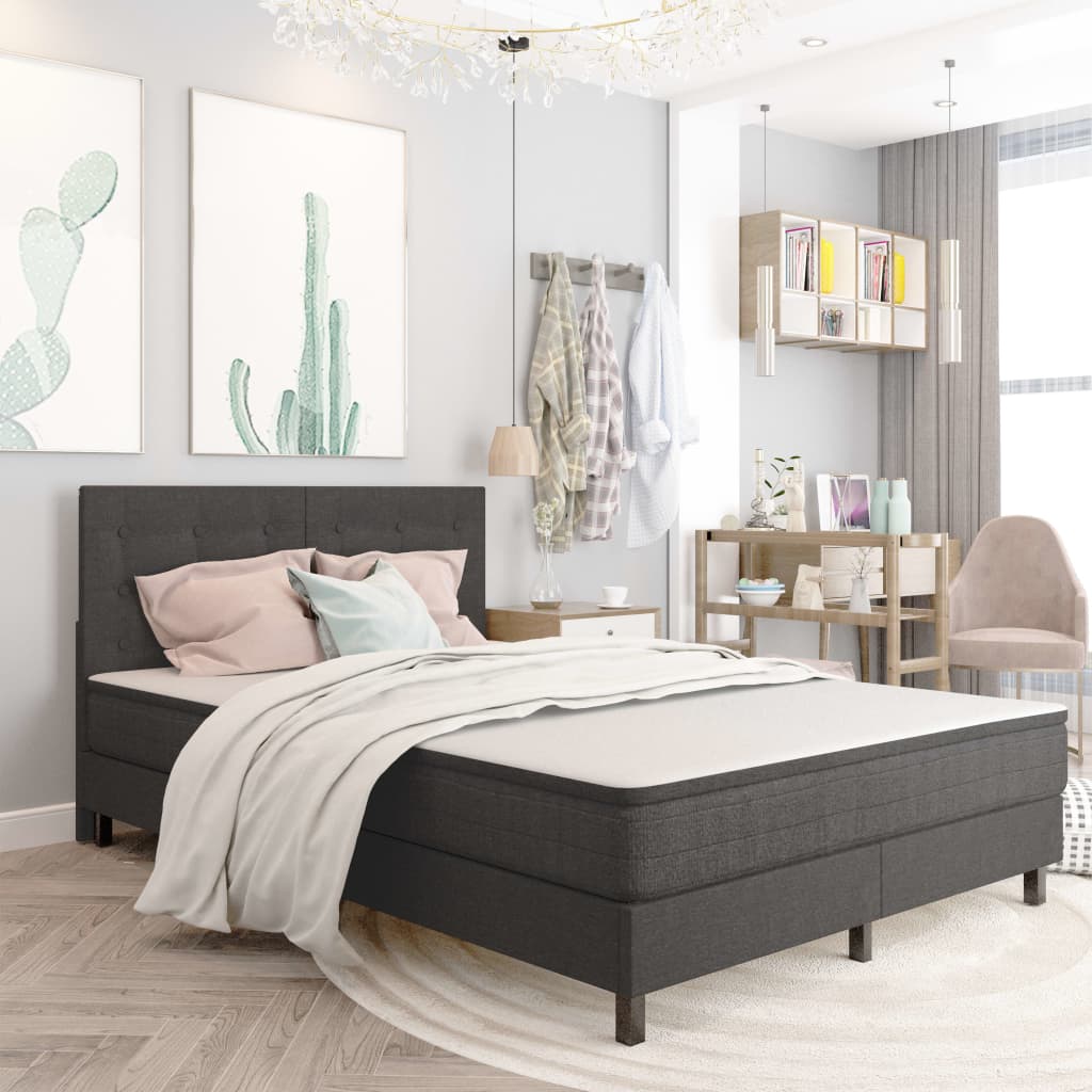 Cama box spring tecido cinzento escuro 100x200 cm