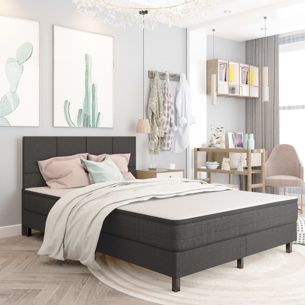 Cama box spring tecido cinzento escuro 100x200 cm