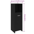 Armario de baño madera contrachapada negro 30x30x95 cm
