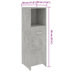 Armario de baño madera contrachapada gris hormigón 30x30x95 cm