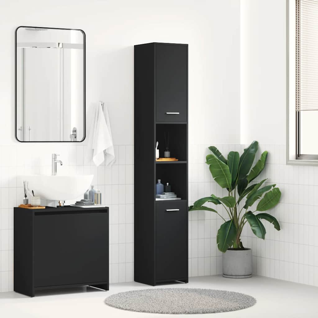Armario baño madera contrachapada gris hormigón 30x30x183,5 cm