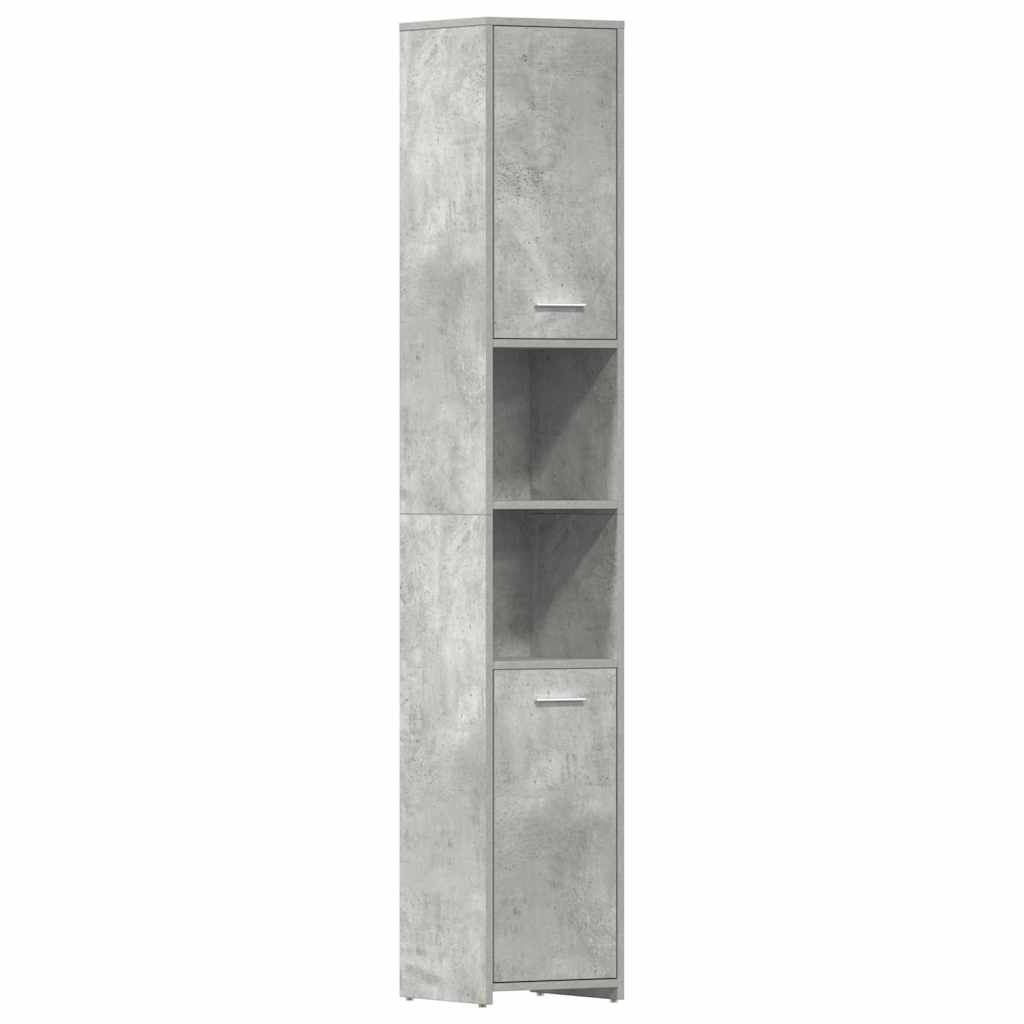 Armario baño madera contrachapada gris hormigón 30x30x183,5 cm
