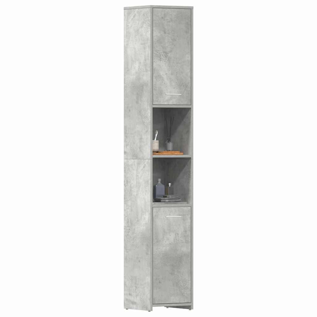 Armario baño madera contrachapada gris hormigón 30x30x183,5 cm