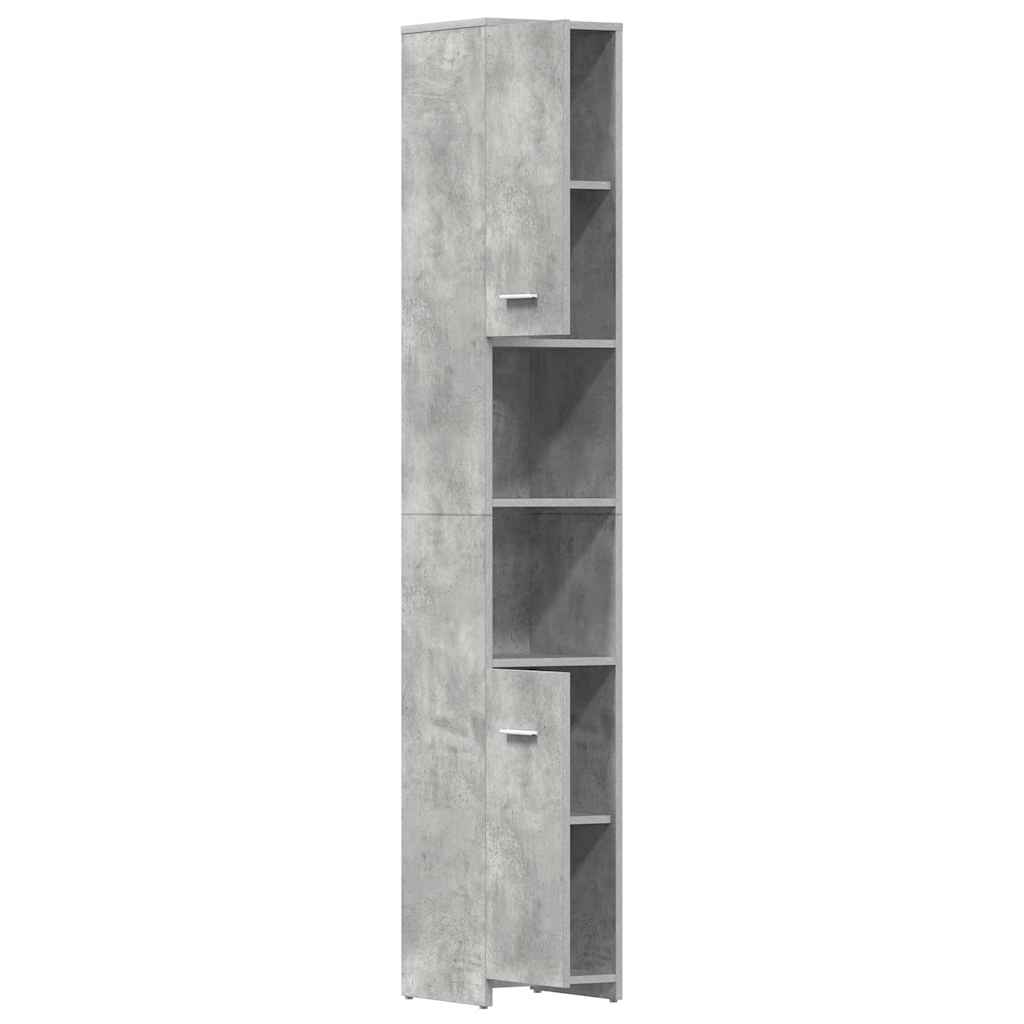 Armario baño madera contrachapada gris hormigón 30x30x183,5 cm