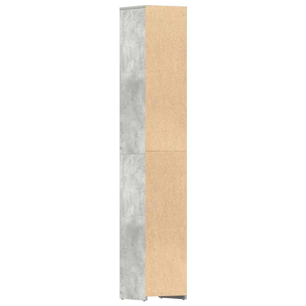 Armario baño madera contrachapada gris hormigón 30x30x183,5 cm