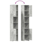 Armario baño madera contrachapada gris hormigón 30x30x183,5 cm