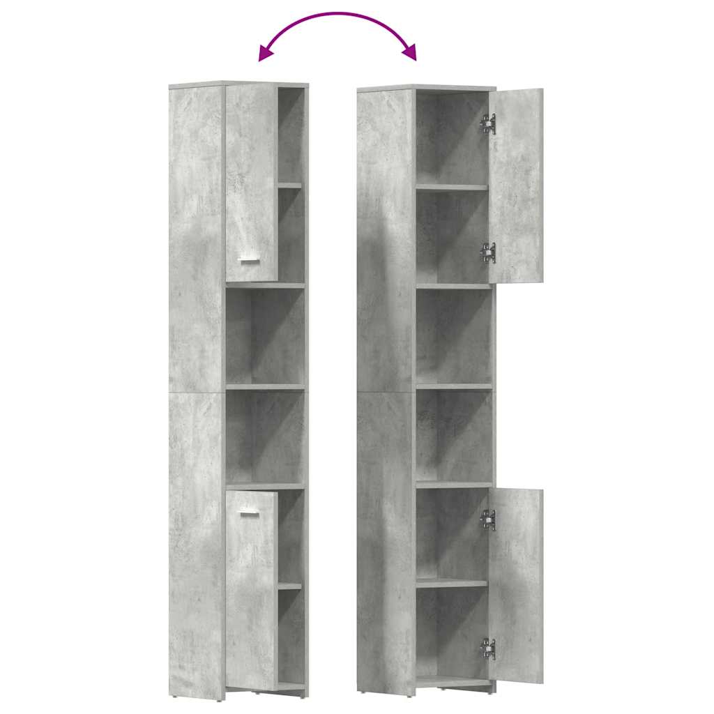 Armario baño madera contrachapada gris hormigón 30x30x183,5 cm