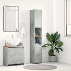 Armario baño madera contrachapada gris hormigón 30x30x183,5 cm