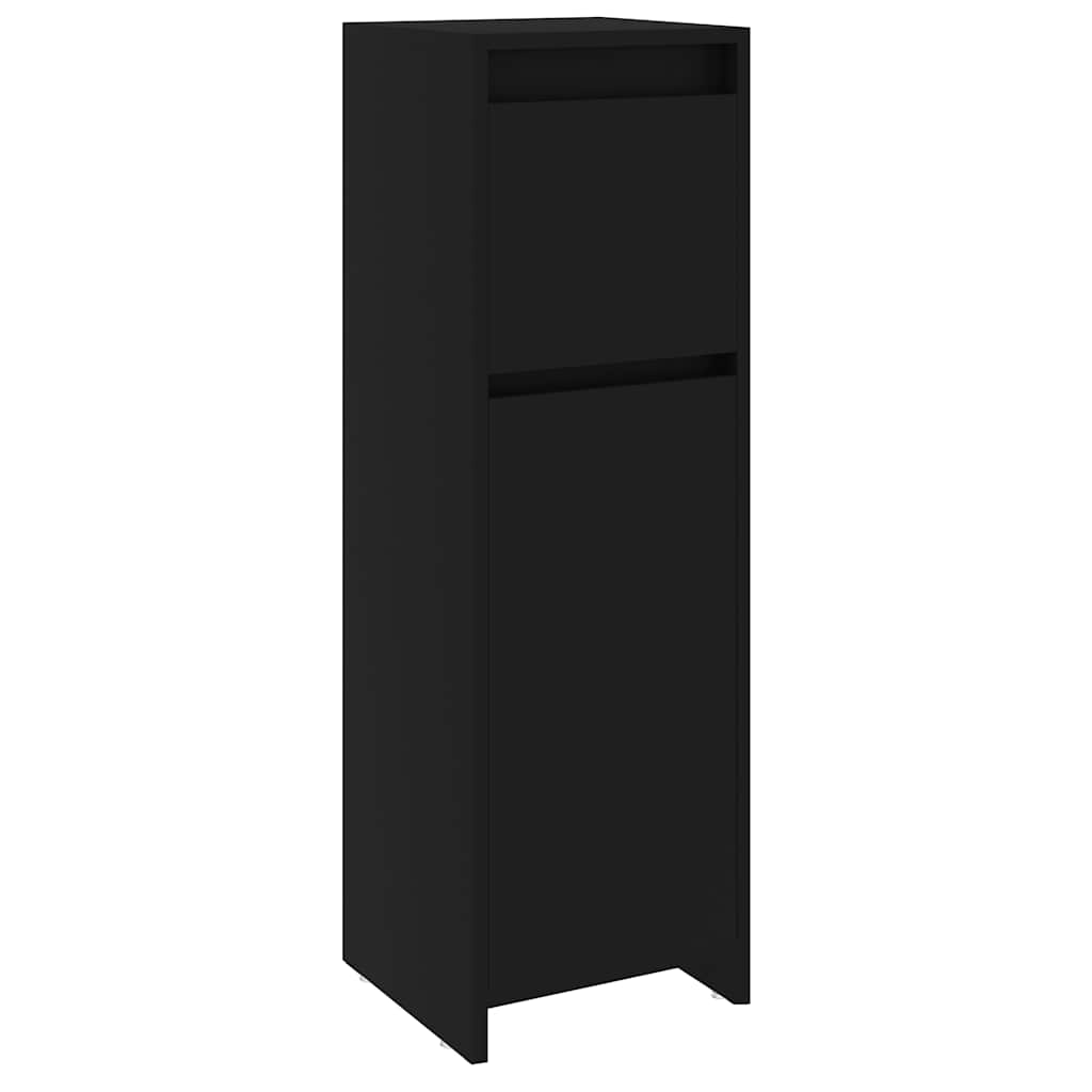 Armario de baño madera contrachapada negro 30x30x95 cm