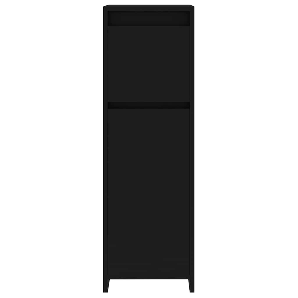 Armario de baño madera contrachapada negro 30x30x95 cm