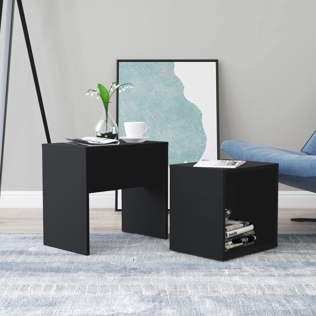 Conjunto de mesas de centro contraplacadas branco brilhante 48x30x45cm