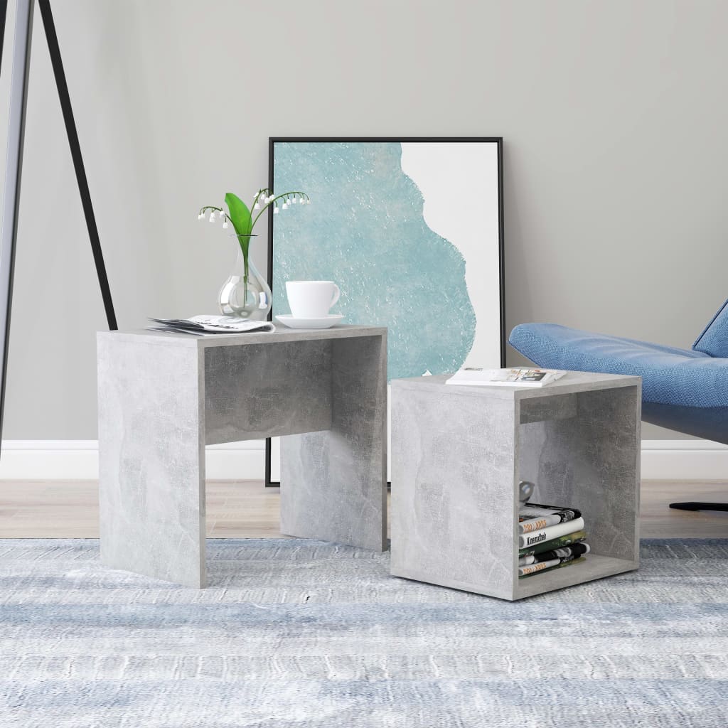 Conjunto de mesas de centro contraplacadas branco brilhante 48x30x45cm