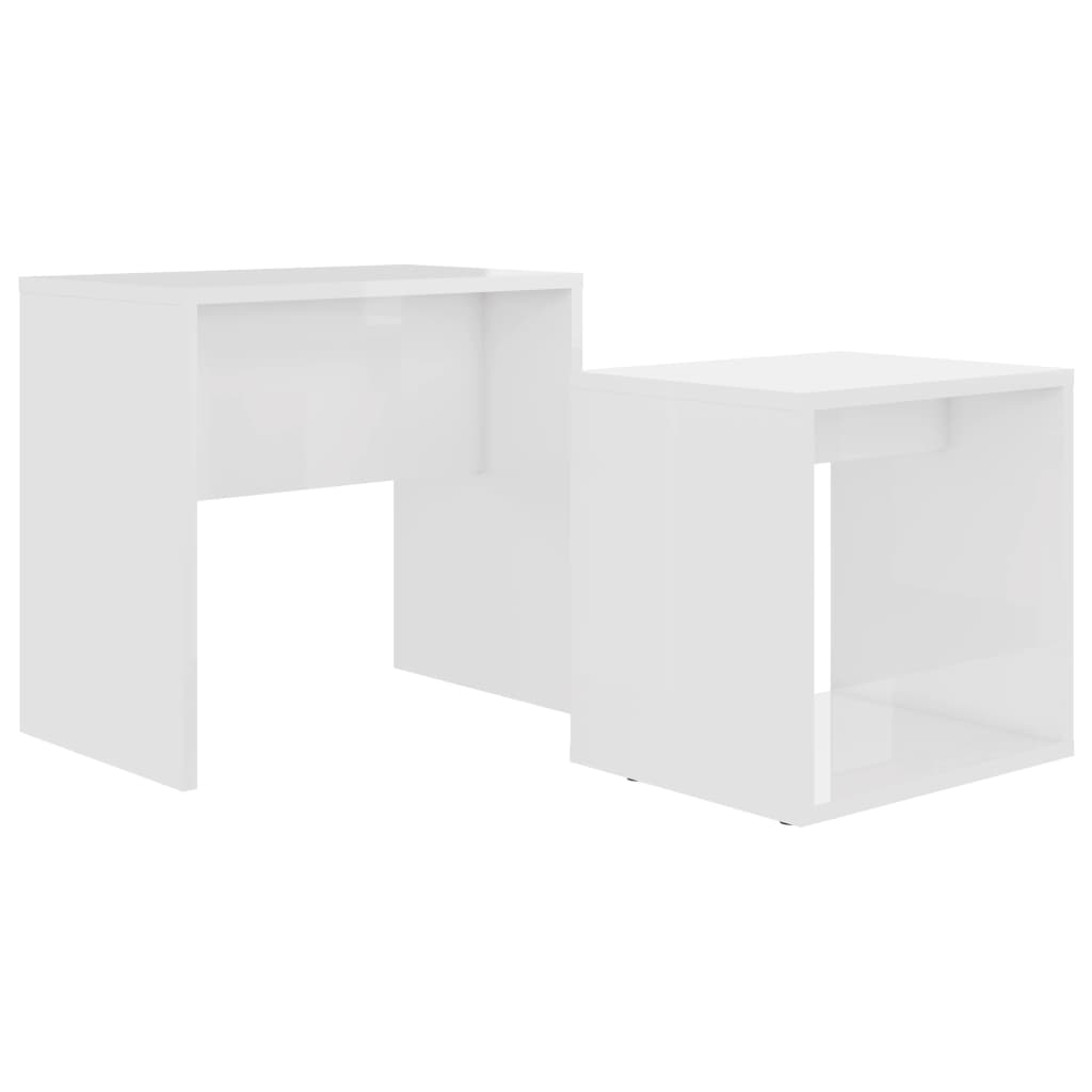 Juego de mesas de centro contrachapada blanco brillo 48x30x45cm