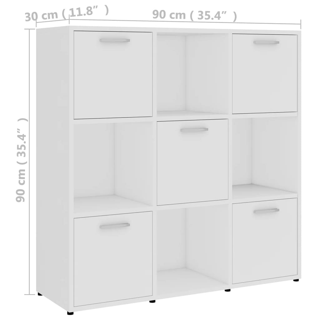 Estantería librería madera contrachapada blanco 90x30x90 cm